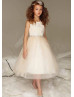 Lace Tulle Flower Girl Dress With Rhinestone Belt